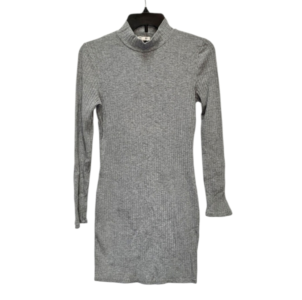 Heart & Hips Grey Ribbed Pencil Dress High Neck Size L